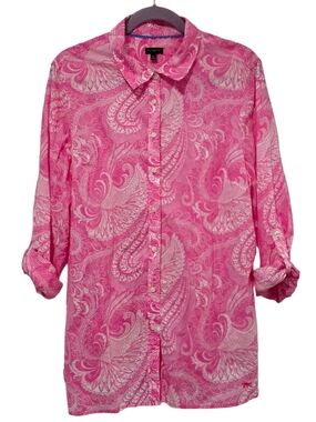Talbots Bright Pink Paisley Button-Up Shirt